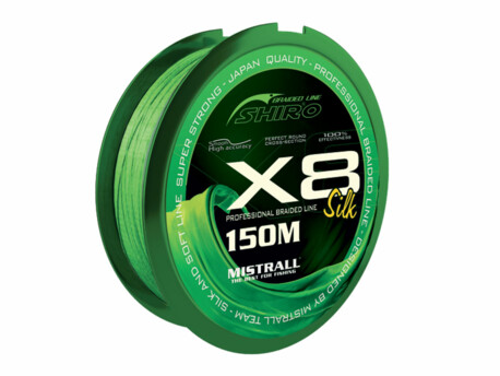 Mistrall pletená šňůra Shiro Silk X8, 150 m, průměr: 0,10 mm, zelená