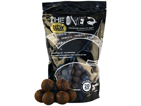 THE ONE Rozpustné boilies Black Soluble Smoked Fish 1 kg