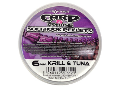 BAIT-TECH Pelety v krabičce Soft Hook Pellets Krill & Tuna, 125ml