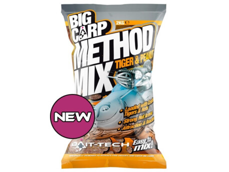 BAIT-TECH Krmítková směs Big Carp Method Mix Tiger & Peanut 2kg