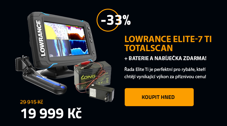 Lowrance Elite-7 Ti TotalScan + BATERIE A NABÍJEČKA ZDARMA! - Nyní od nás dostanete baterii a nabíječku k echolotu zdarma!! Řada Elite Ti je perfektní pro rybáře, kteří chtějí vynikající výkon za příznivou cenu!