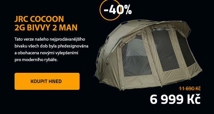 JRC Cocoon 2G Bivvy 2 Man VÝPRODEJ - Tato verze našeho nejprodávanějšího bivaku všech dob byla předesignována a obohacena novými vylepšeními pro moderního rybáře.