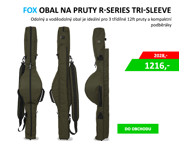 FOX Obal na pruty R-SERIES TRI-SLEEVE 12FT 3 PIECE AKCE - Ideální pro třídílné 12ft pruty a kompaktní podběráky Vyřezávaný tvar pro uložení velkých navijáků Zesílené EVA rukojeti Polstrované přepážky Nastavitelný, polstrovaný ...