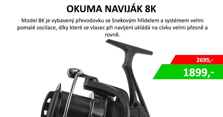 Okuma Naviják 8K AKCE - 8K, zůstává nejen Okuma patentové návrhy, jako je rotorová brzdová soustava, rotor s kryty kartáčů, rychlý anti-reverzní systém ...... ale také upgrady všech funkcí a součástí. 8K ...