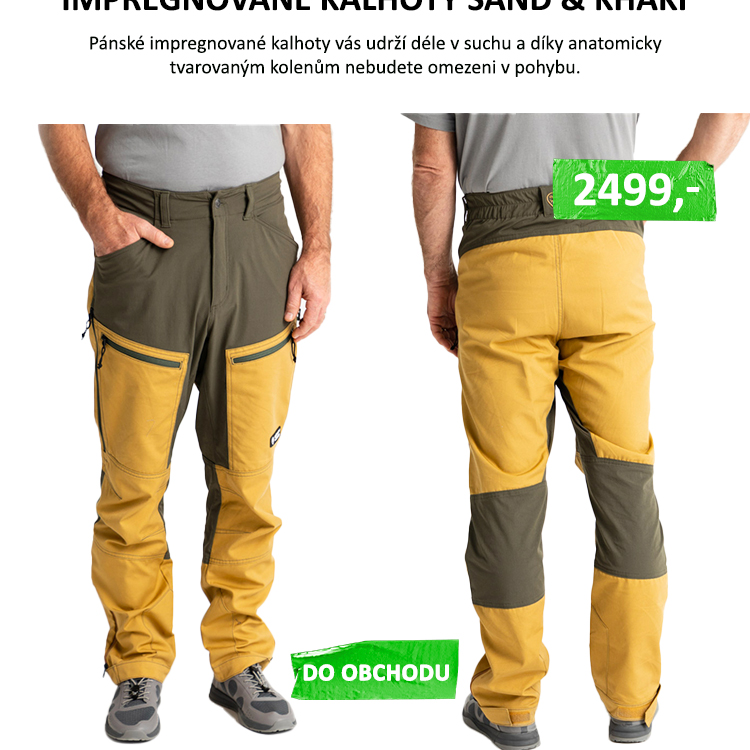 Adventer & fishing Impregnované kalhoty Sand & Khaki - Pánské outdoorové kalhoty z impregnovaného, vodoodpudivého a větru vzdorného materiálu. Díky nim zůstanete déle v suchu i při nepříznivém počasí. Anatomicky tvarovaná kolena ...