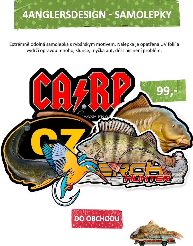4ANGLERSDESIGN - Extrémně odolná samolepka s rybářským motivem. Nálepka je opatřena UV folií a vydrží opravdu mnoho, slunce, myčka aut, déšť nic není problém.