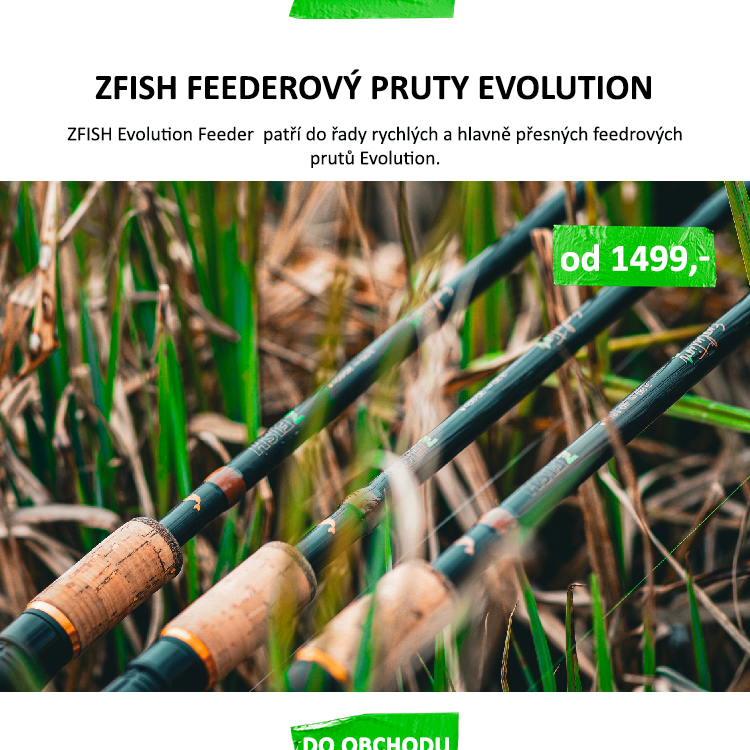 Pruty feederové - ZFISH Evolution Feeder 30-90g, 11Ft,  (Medium) patří do řady rychlých a hlavně přesných feedrových prutů Evolution. Akční, velmi spolehlivý, lehký prut se štíhlým blankem snese ty nejpřísnější paramatery. Během testování byl několikrát prověřen zdoláváním velkých amurů nad 90 cm. Nekompromisní prut určený pro různé feedrové techniky, je vyroben z vysoce kvalitního, pružného carbonu 24T. Prut je opatřen kvalitní korkovou rukojetí, doplněn o symbol bronzové rybičky, která zanechává u celého prutu velmi elegantní dojem.