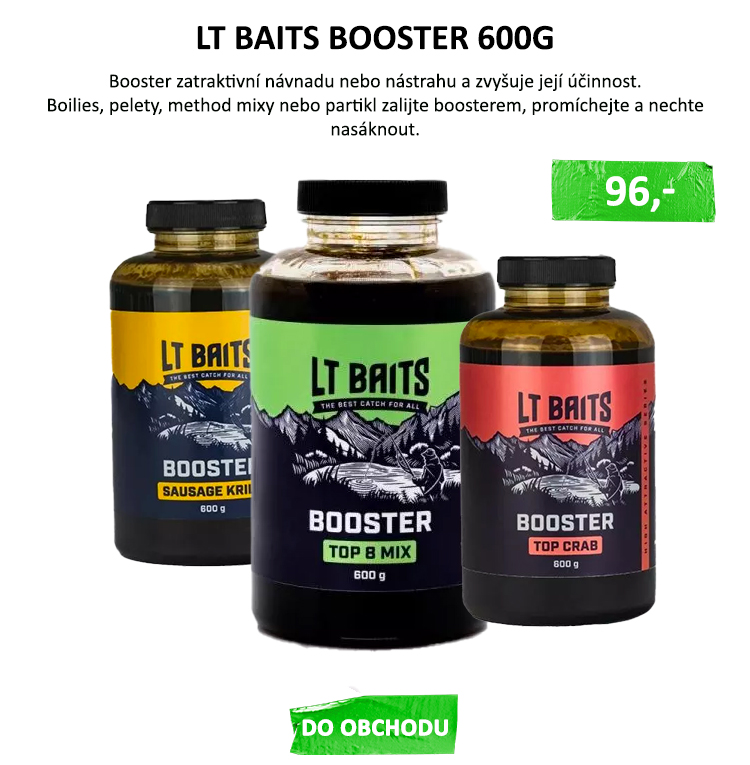 Booster zatraktivní návnadu nebo nástrahu a zvyšuje její účinnost.  Boilies, pelety, method mixy nebo partikl zalijte boosterem, promíchejte a nechte nasáknout.