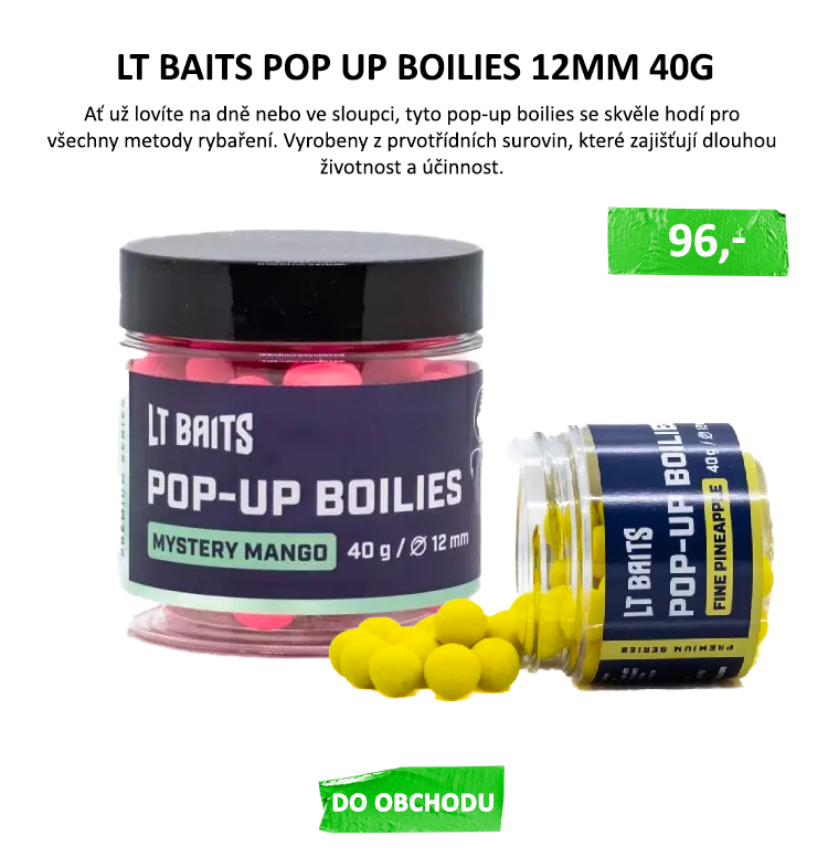 Tyto boilies kombinují skvělou vůni a chuť ESENCIÁLNÍCH OLEJŮ A ESENCÍ PEPŘE A SALMONU, která přitahuje TY SPRÁVNÉ  KOBYLY NA HÁČEK.  Bílá  barva a kombinace vůní je nenapodobitelná a láká ryby i v náročných podmínkách.  Ať už lovíte na dně nebo ve sloupci, tyto pop-up boilies se skvěle hodí pro všechny metody rybaření.  LT baits KVALITA Vyrobeny z prvotřídních surovin, které zajišťují dlouhou životnost a účinnost.  Vylepšete svůj rybářský zážitek a přiveďte domů ty nejlepší úlovky s Pop-up Boilies BIG PEPPER. Objednejte si je ještě dnes a zažijte, jaké to je, když ryby reagují na dokonalou kombinaci chuti a vůně!