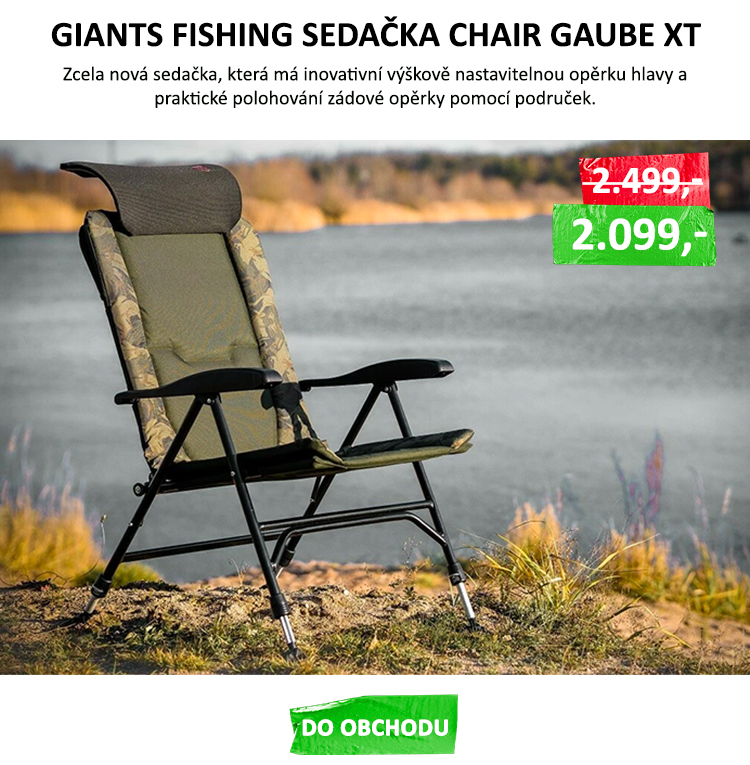 GIANTS FISHING Sedačka Chair Gaube XT - Polstrování v kombinaci zelené a kamuflážové látky Nastavitelná opěrka hlavy Loketní podpěry s polohovatelným nastavením opěradla Ocelová konstrukce o průměru 22 a 25 mm ...