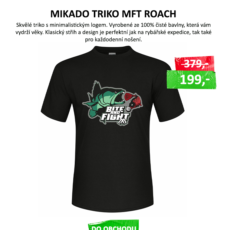 Mikado Triko MFT Roach AKCE - Stylové triko pro rybáře i každodenní nošení. MIKADO MFT Roach je kvalitní triko vyrobené ze 100% čisté bavlny. Klasický střih, decentní design s logem a příjemný ...