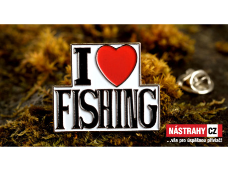 Kovové smaltované rybářské odznaky I love fishing (30mm)