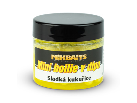 MIKBAITS Mini boilie v dipu 50ml - Sladká kukuřice