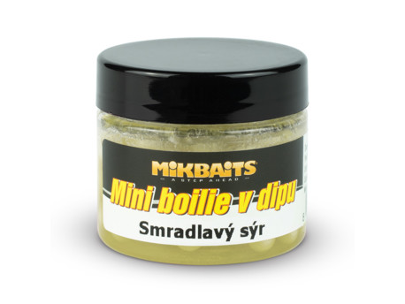 MIKBAITS Mini boilie v dipu 50ml - Smradlavý sýr