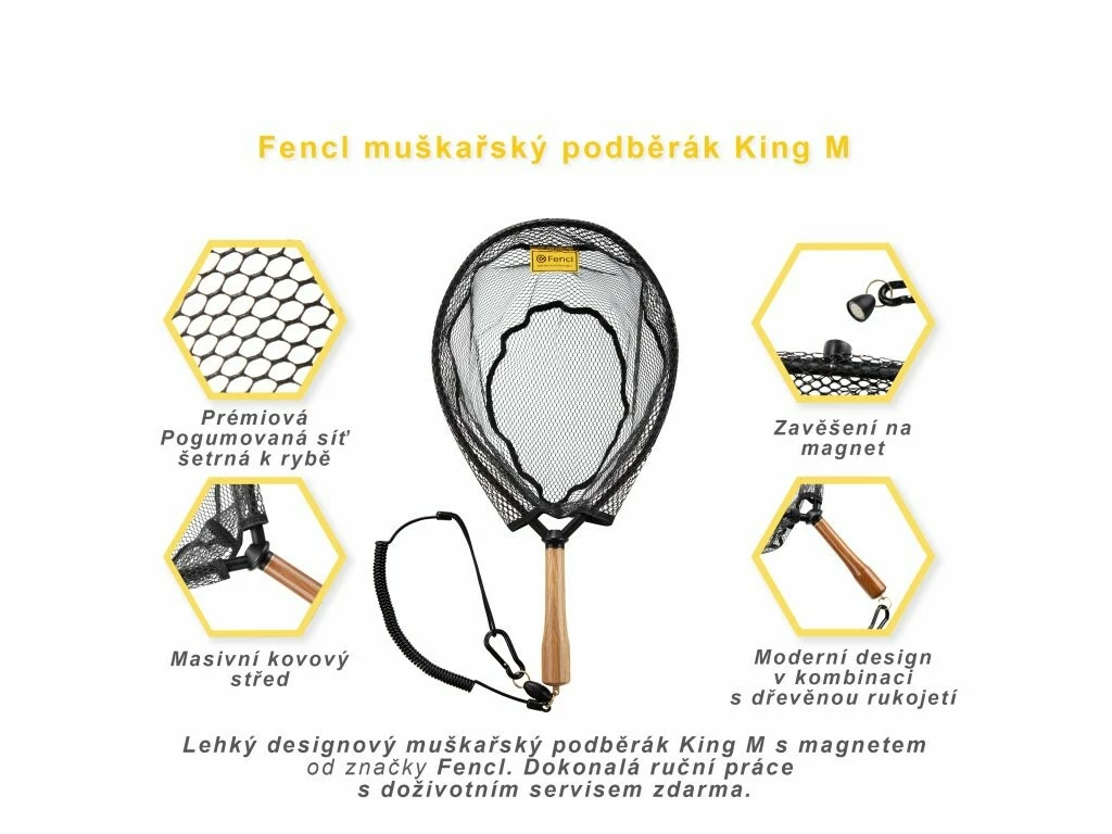 Fencl muškařský podběrák King 2 M nature + magnet