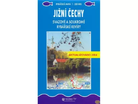 JIŽNÍ ČECHY /soukromé a svazové rybářské revíry, 1:500 000, rybářská mapa VÝPRODEJ