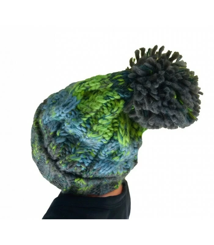 R-SPEKT Dětský kulich MAXI PomPom beanie šedozelený