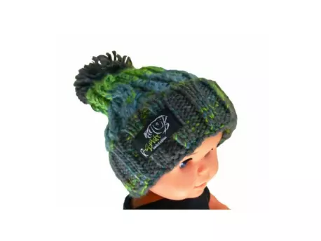 R-SPEKT Dětský kulich MAXI PomPom beanie šedozelený