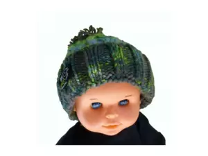 R-SPEKT Dětský kulich MAXI PomPom beanie šedozelený