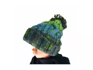 R-SPEKT Dětský kulich MAXI PomPom beanie šedozelený