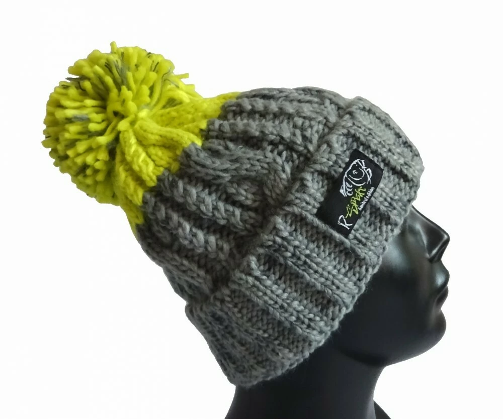 R-SPEKT Kulich MAXI PomPom beanie šedý citron
