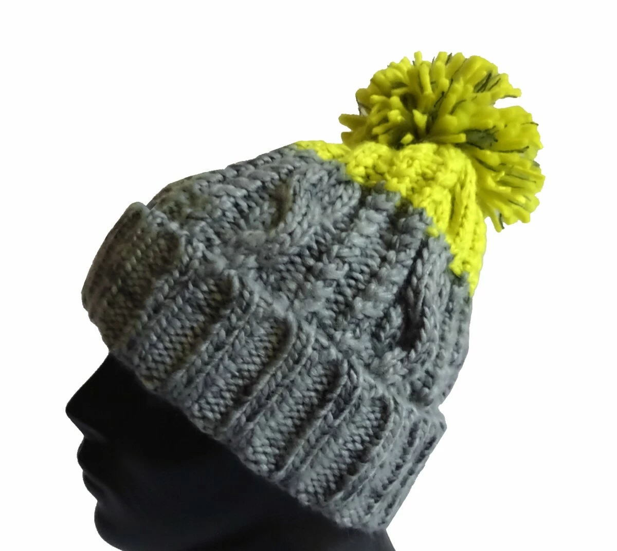 R-SPEKT Kulich MAXI PomPom beanie šedý citron