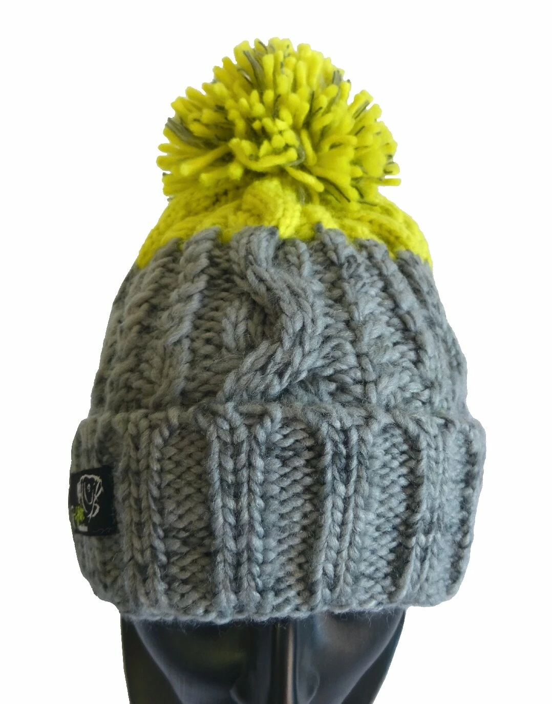 R-SPEKT Kulich MAXI PomPom beanie šedý citron