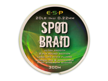 ESP Spod Braid - splétaná šňůra Fluo Zelená 300m 0,22mm- 9kg