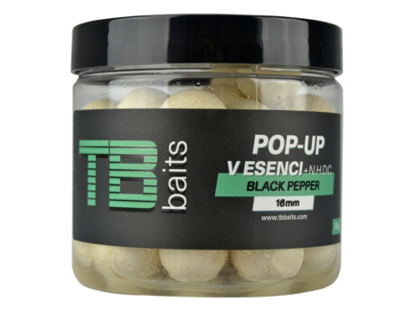 TB Baits Plovoucí Boilie Pop-Up White Black Pepper + NHDC 65 g