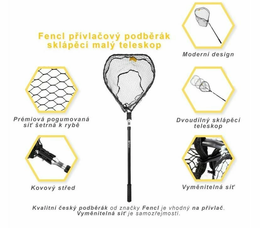 Fencl přívlačový podběrák sklápěcí malý teleskop