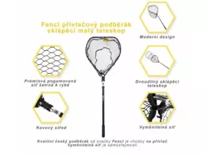 Fencl přívlačový podběrák sklápěcí malý teleskop