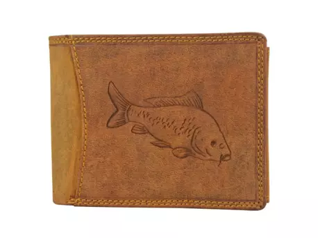 Kožená Rybářská Peněženka Kapr 5600 Světle Hnědá