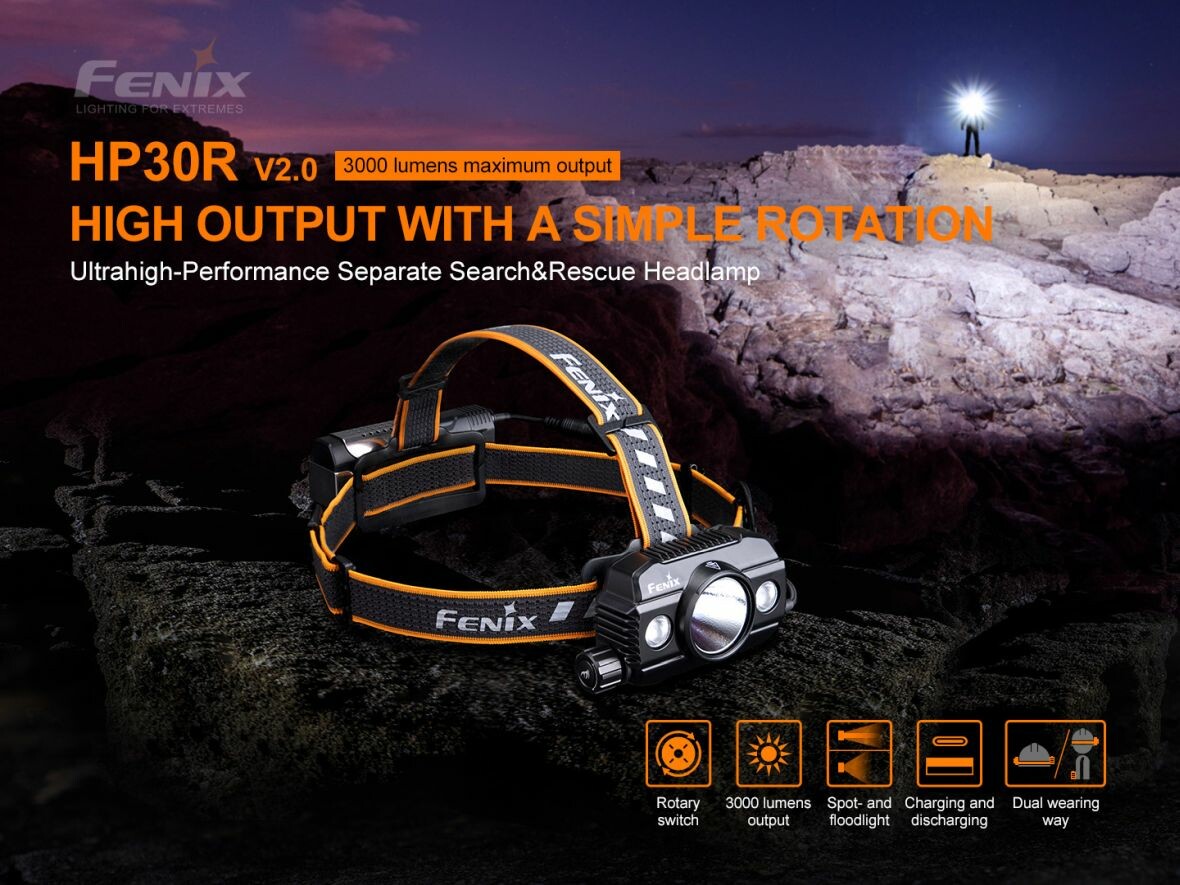 FENIX Nabíjecí LED čelovka Fenix HP30R V2.0
