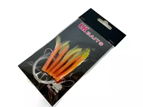 LK Baits Návazec na moře s peřím 1/0 0,60/0,45mm Červeno -žlutý