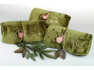 Deka z mikroflanelu SLEEP WELL HNĚDÁ -150x200cm, výšivka PRO MYSLIVCE - KANEC VÝPRODEJ