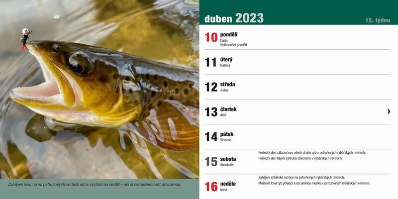 Stolní rybářský kalendář na rok 2023