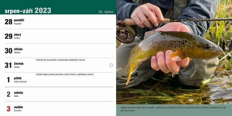 Stolní rybářský kalendář na rok 2023
