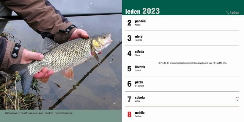 Stolní rybářský kalendář na rok 2023