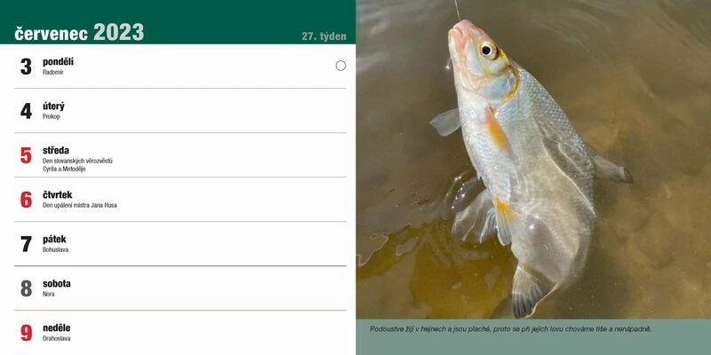 Stolní rybářský kalendář na rok 2023