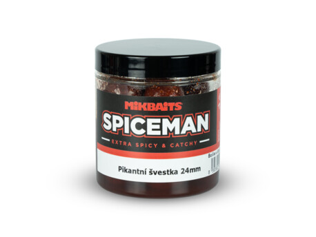 MIKBAITS Spiceman boilie v dipu 250ml - Pikantní švestka 24mm  