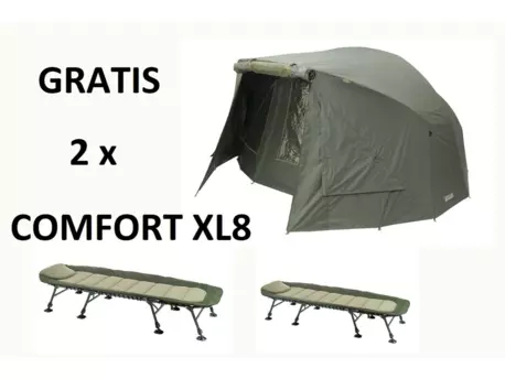 MIVARDI Bivak New Dynasty XL + Přehoz + 2x lehátko Comfort XL8