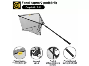 Fencl kaprový podběrák CARP 80 / 2díl s pogumovanou sítí