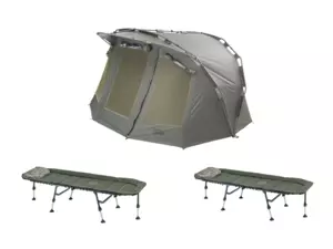 MIVARDI Bivak Professional + přehoz + 2x lehátko CamoCODE Express