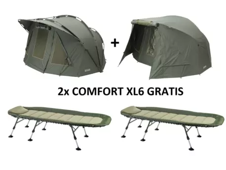 MIVARDI Bivak New Dynasty + přehoz +okna + 2x lehátko Comfort XL6