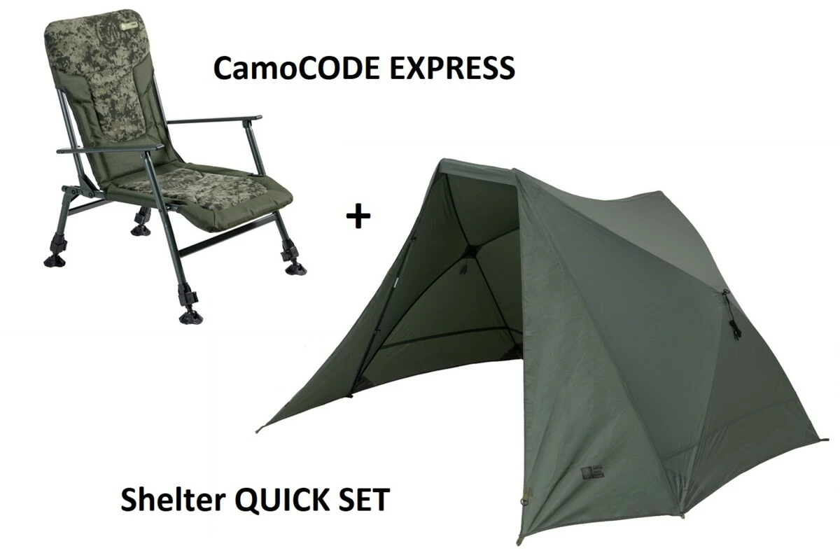 MIVARDI Přístřešek Quick Set + křeslo CamoCODE Express
