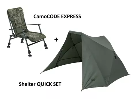 MIVARDI Přístřešek Quick Set + křeslo CamoCODE Express