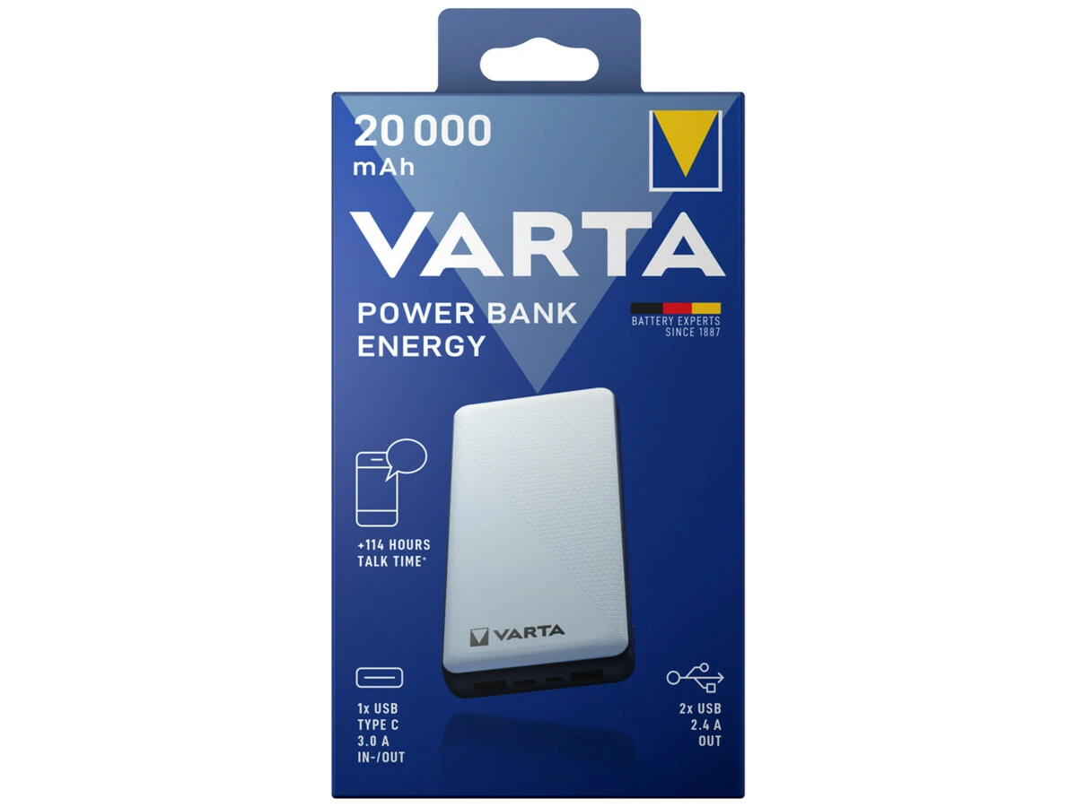 Powerbanka VARTA 57978 20000mAh USB-C vstup a výstup
