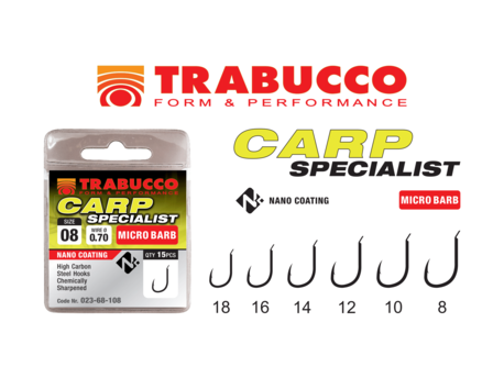 Trabucco háčky Carp Specialist Barbless Eye bez protihrotu 15ks