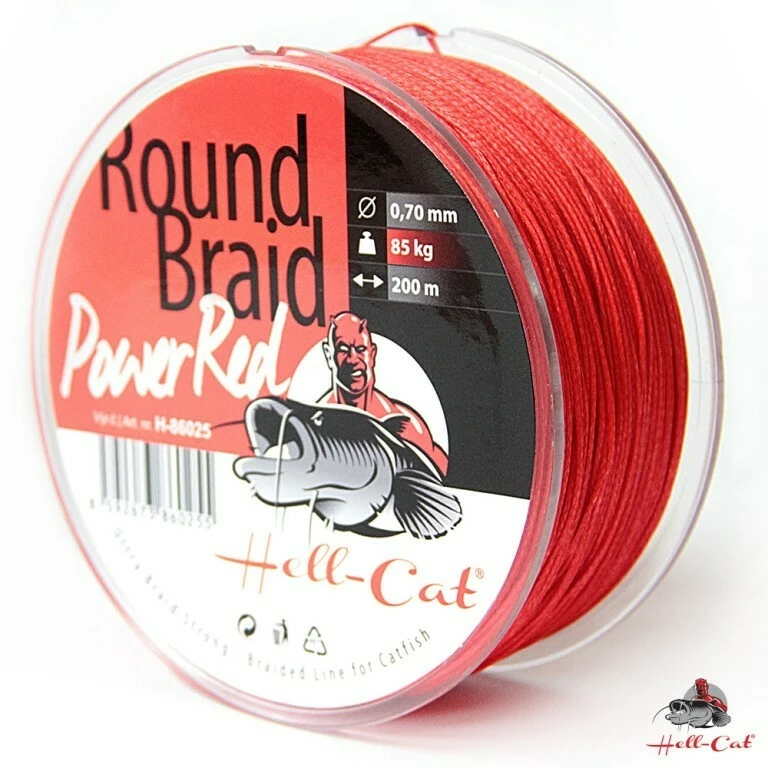 Hell-Cat Splétaná šňůra Round Braid Power Red Metráž VÝPRODEJ