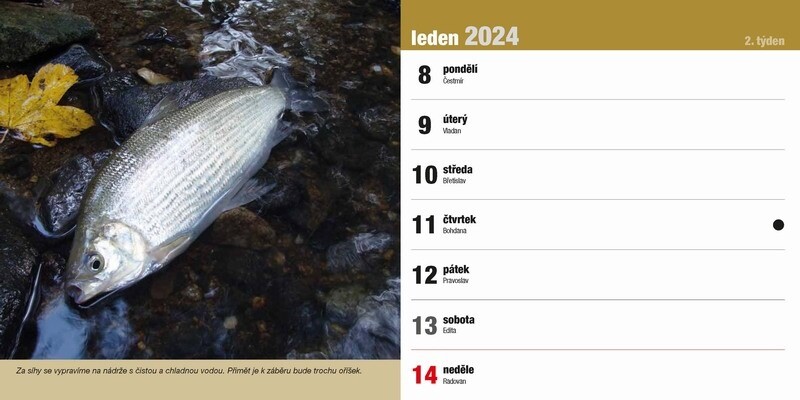 Stolní rybářský kalendář na rok 2024